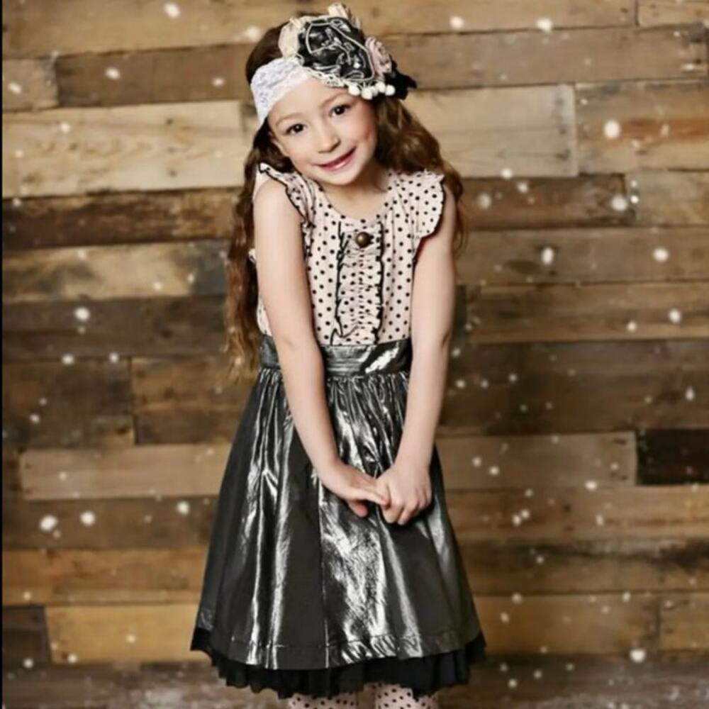 Mustard Pie holiday angel Metallic Dress - Polka Dot Top